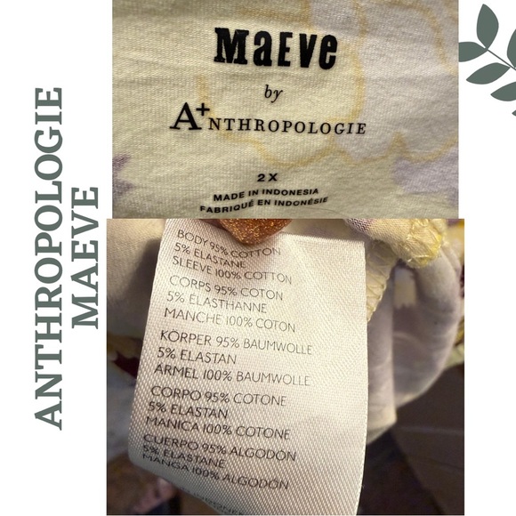 Maeve by Anthropologie Cinched Butterfly-Sleeve Floral Top – Plus 2X - Picture 9 of 9